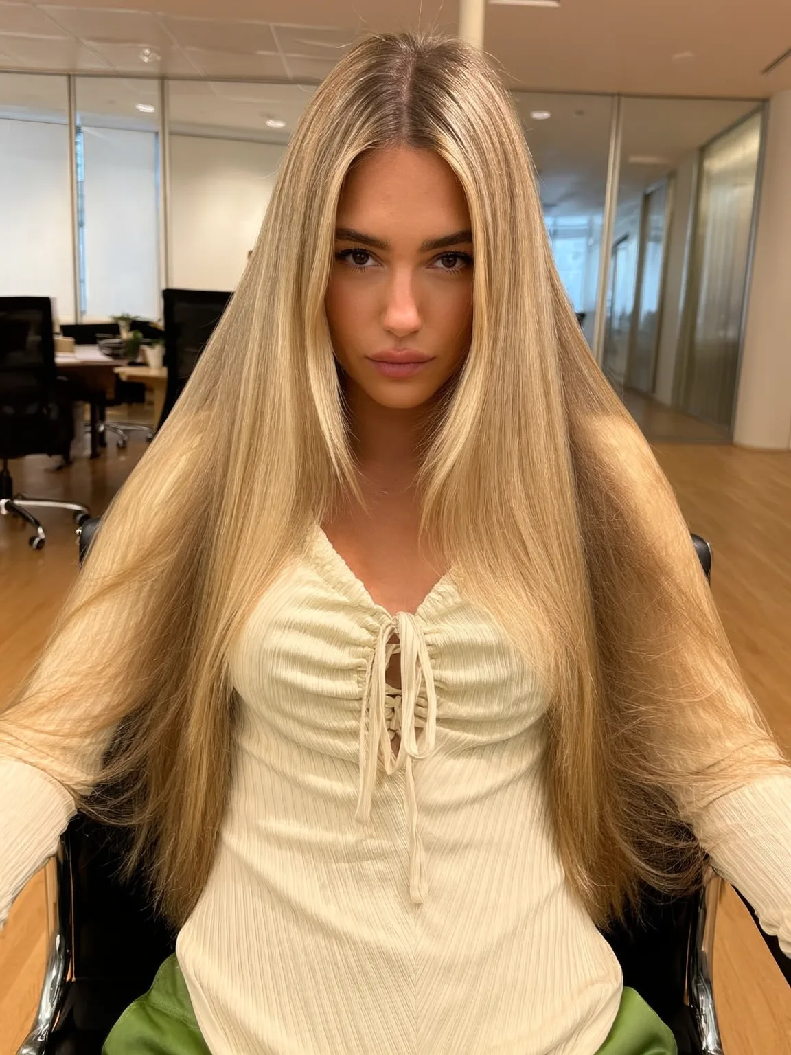 golden sandy blonde classic long layers